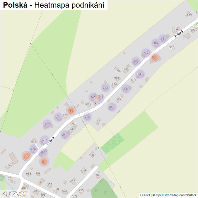 Mapa Polská - Firmy v ulici.
