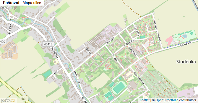 Poštovní - mapa ulice