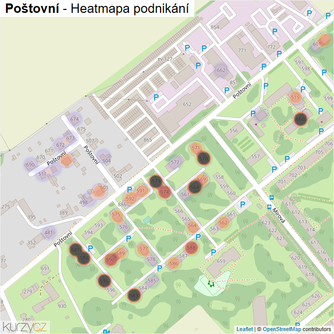 Mapa Poštovní - Firmy v ulici.