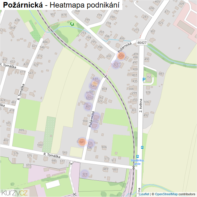 Mapa Požárnická - Firmy v ulici.