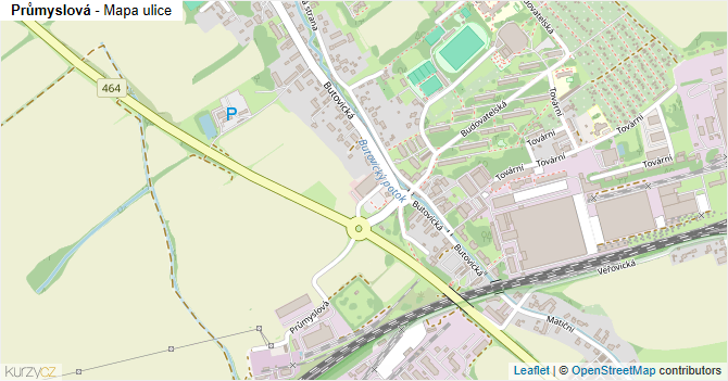 Průmyslová - mapa ulice