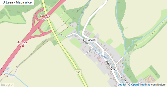 U Lesa - mapa ulice