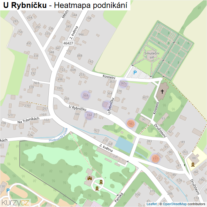 Mapa U Rybníčku - Firmy v ulici.