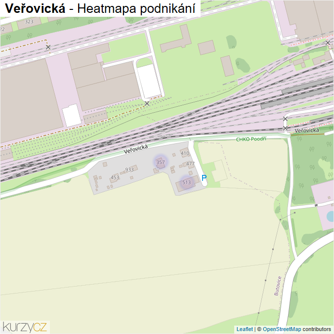 Mapa Veřovická - Firmy v ulici.