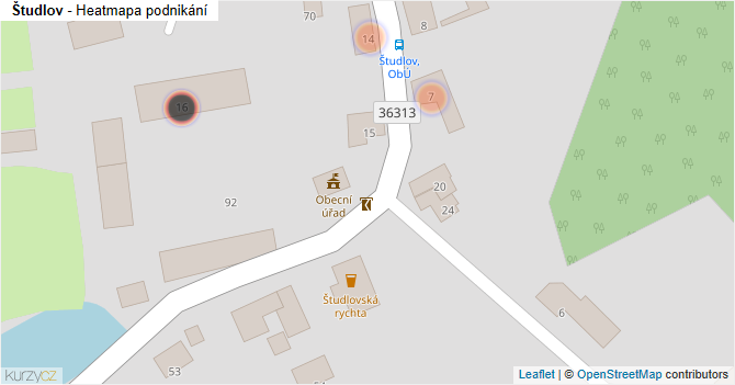Študlov - mapa podnikání