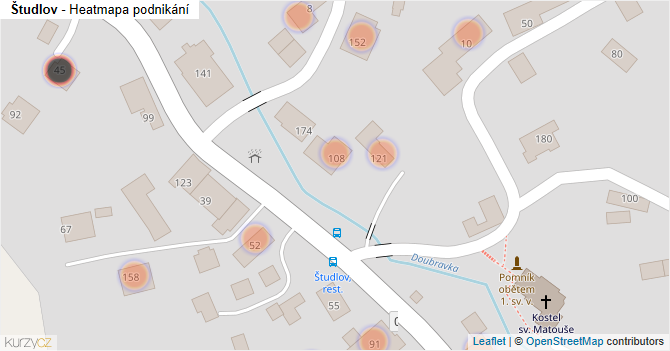 Študlov - mapa podnikání