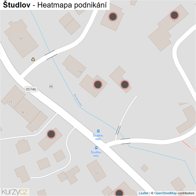 Mapa Študlov - Firmy v obci.