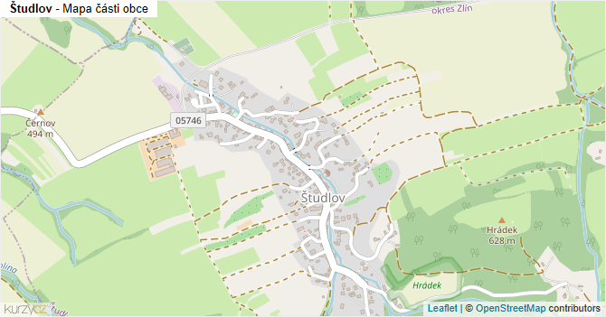 Študlov - mapa části obce