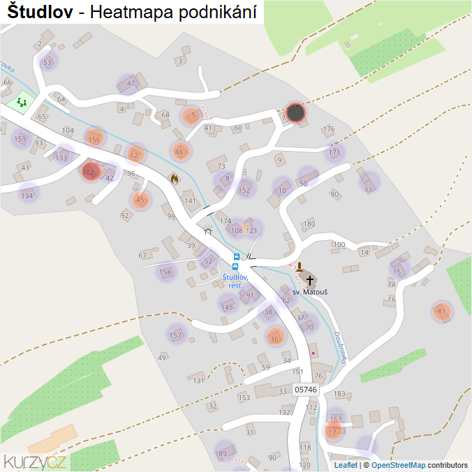 Mapa Študlov - Firmy v části obce.