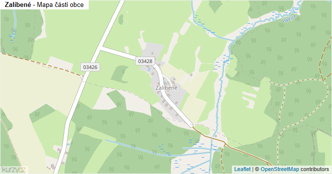 Zalíbené - mapa části obce