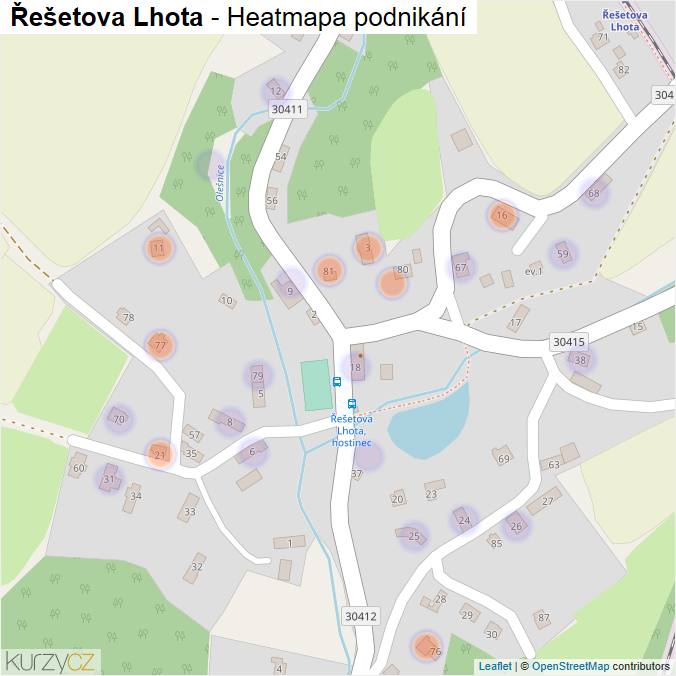 Mapa Řešetova Lhota - Firmy v části obce.