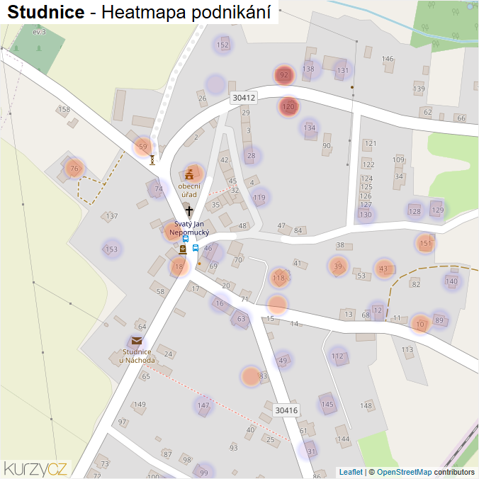 Mapa Studnice - Firmy v části obce.