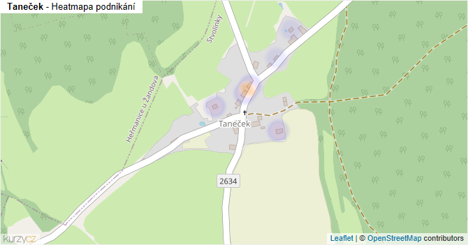 Taneček - mapa podnikání