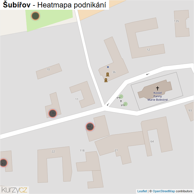 Mapa Šubířov - Firmy v obci.