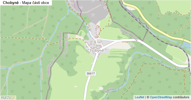 Chobyně - mapa části obce
