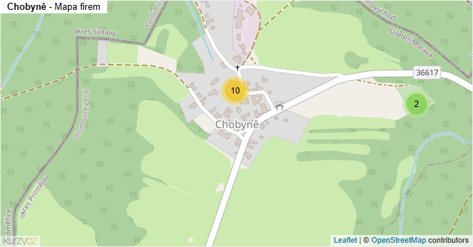 Chobyně - mapa firem