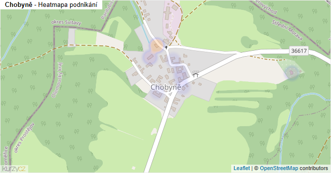 Chobyně - mapa podnikání