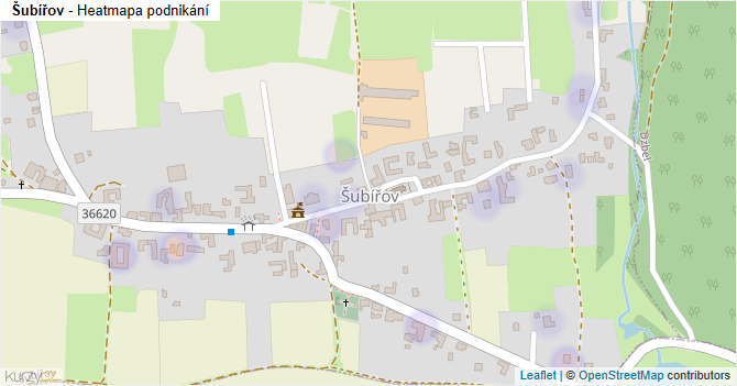 Šubířov - mapa podnikání