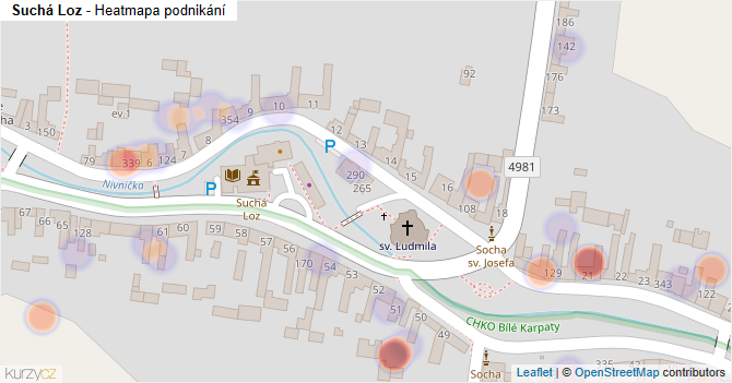 Suchá Loz - mapa podnikání