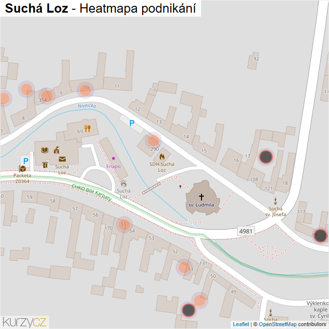Mapa Suchá Loz - Firmy v obci.
