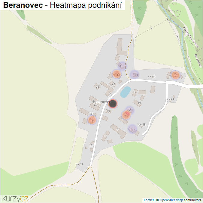 Mapa Beranovec - Firmy v části obce.