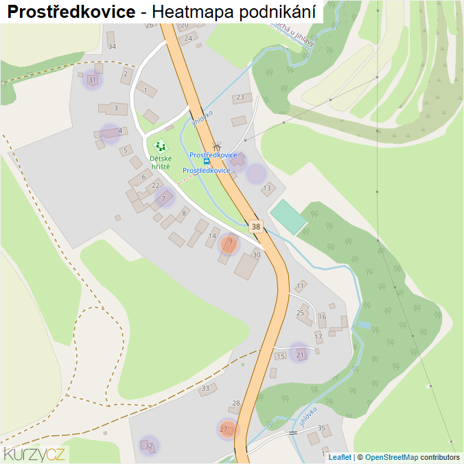 Mapa Prostředkovice - Firmy v části obce.
