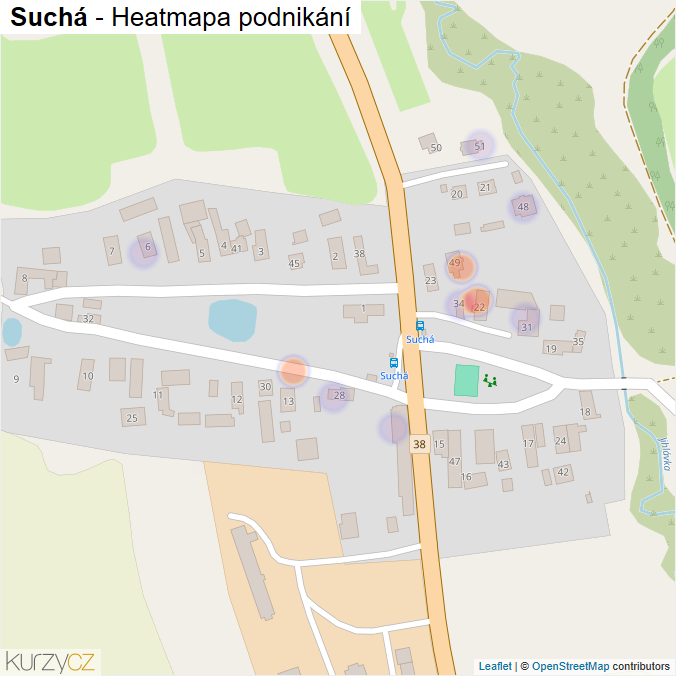 Mapa Suchá - Firmy v části obce.