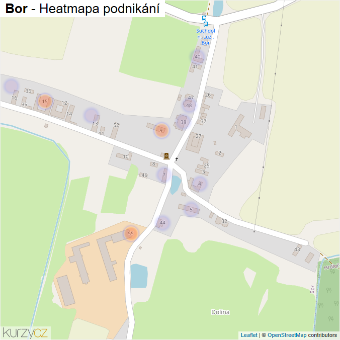 Mapa Bor - Firmy v části obce.