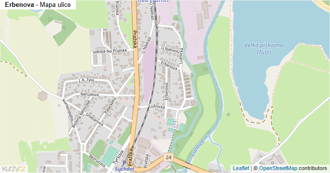 Erbenova - mapa ulice
