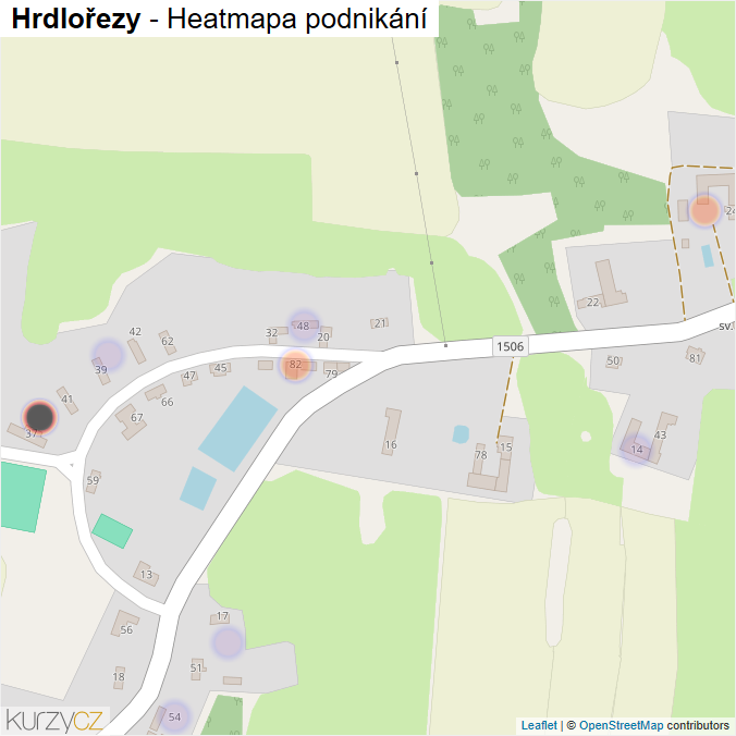 Mapa Hrdlořezy - Firmy v části obce.
