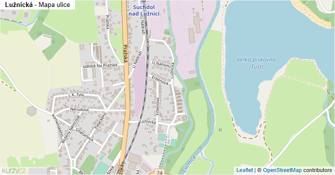Lužnická - mapa ulice