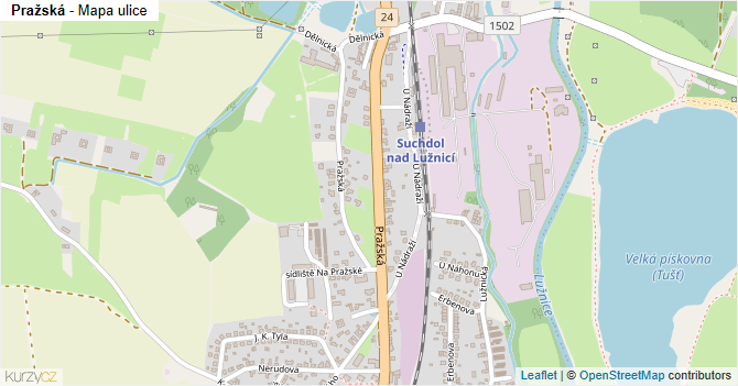 Pražská - mapa ulice