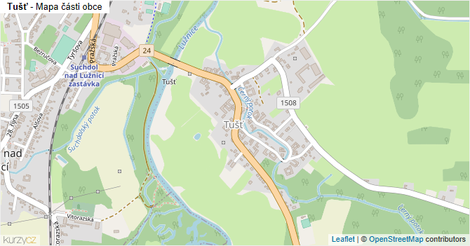 Tušť - mapa části obce