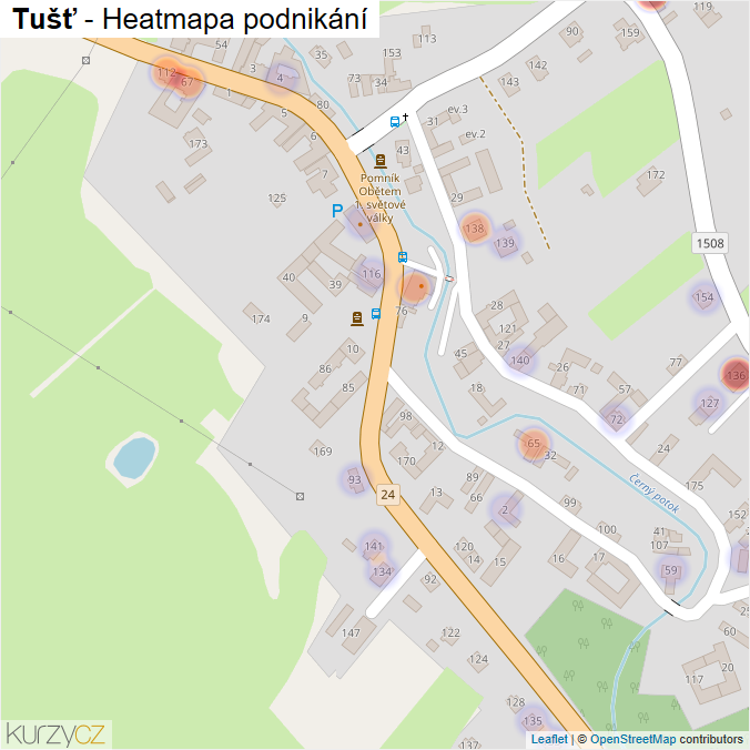 Mapa Tušť - Firmy v části obce.