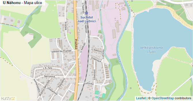 U Náhonu - mapa ulice