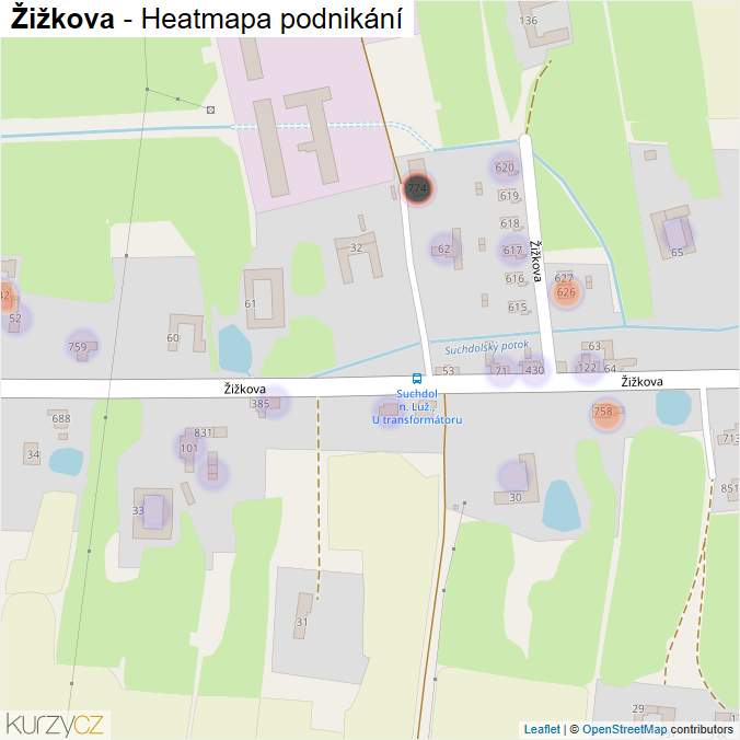 Mapa Žižkova - Firmy v ulici.