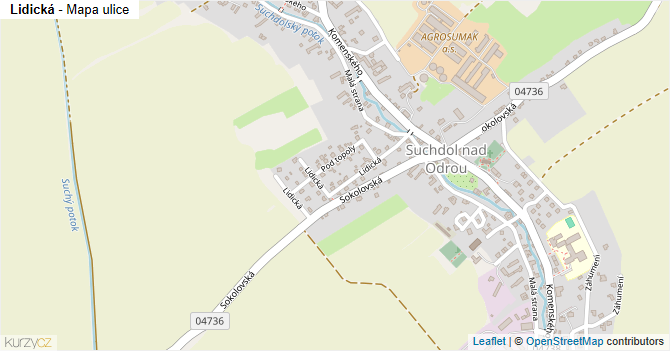 Lidická - mapa ulice