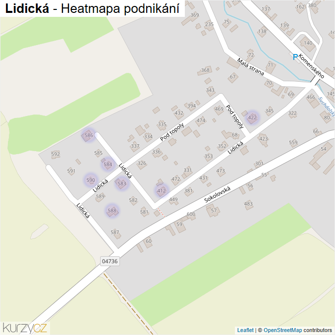 Mapa Lidická - Firmy v ulici.