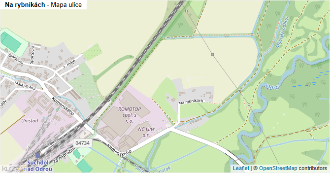 Na rybníkách - mapa ulice