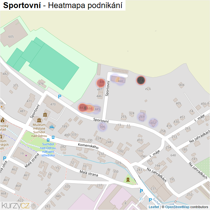 Mapa Sportovní - Firmy v ulici.