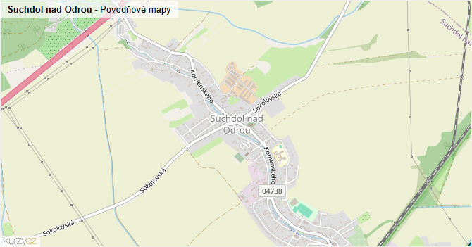 Suchdol nad Odrou - záplavové mapy stoleté vody