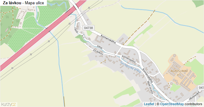 Za lávkou - mapa ulice