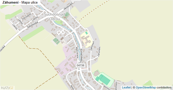 Záhumení - mapa ulice