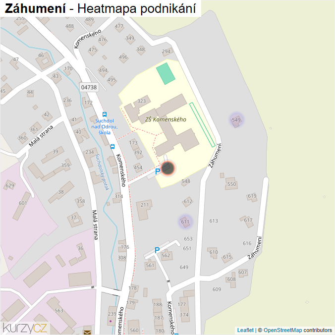 Mapa Záhumení - Firmy v ulici.