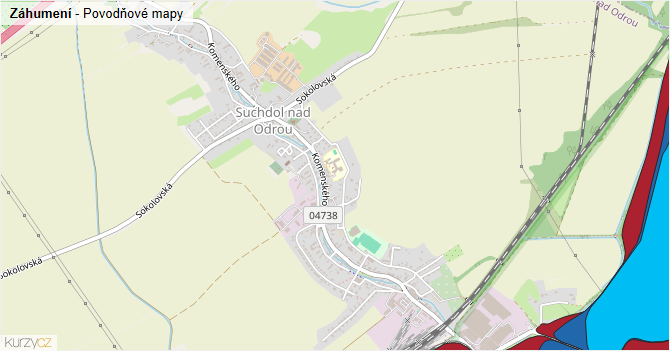 Záhumení - záplavové mapy stoleté vody
