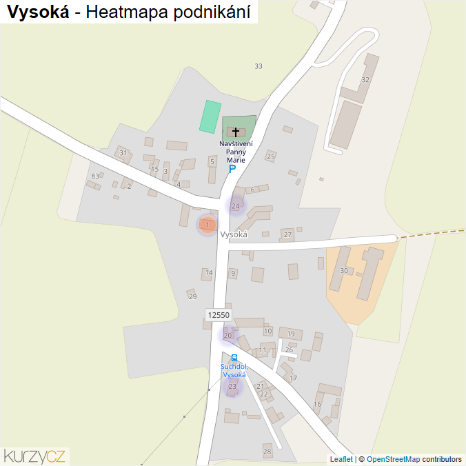 Mapa Vysoká - Firmy v části obce.