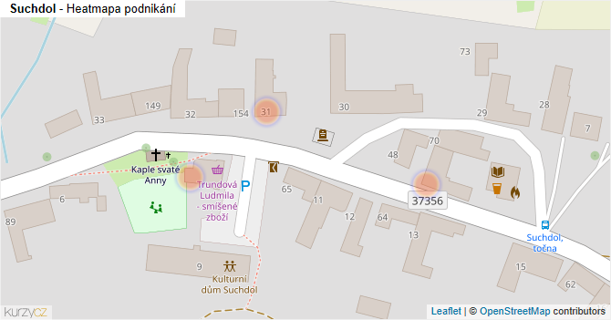 Suchdol - mapa podnikání
