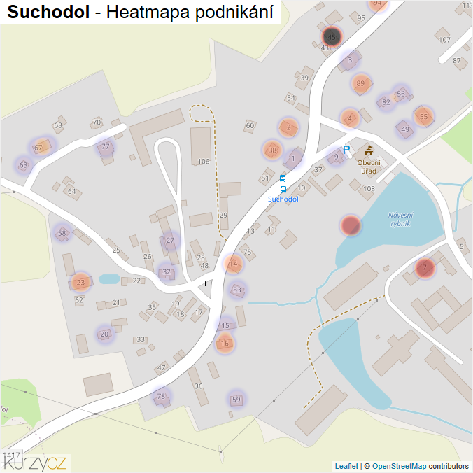Mapa Suchodol - Firmy v části obce.