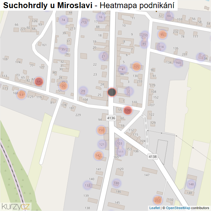Mapa Suchohrdly u Miroslavi - Firmy v části obce.