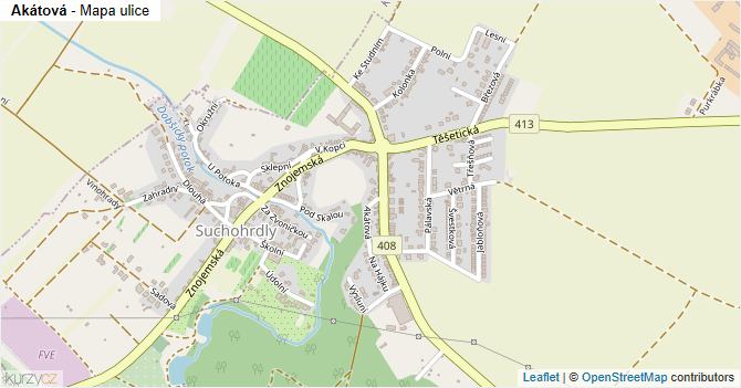 Akátová - mapa ulice